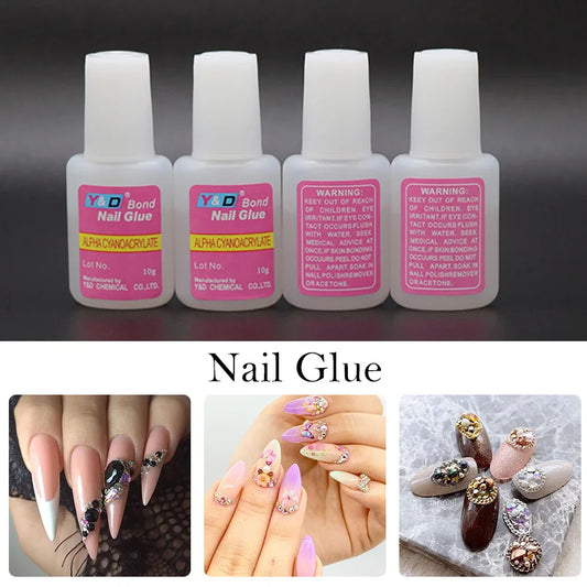 Colle à ongles à séchage rapide, 10g, pour faux ongles, paillettes acryliques, strass de décoration, Extension, outil de soins des ongles