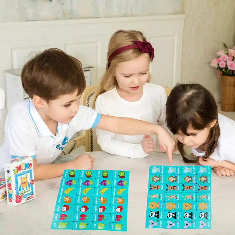 Dominos en bois Jeu de mémoire assorti Jouet pour enfants Puzzle logique Jeu de société Montessori Casse-tête à deux joueurs pour tout-petits