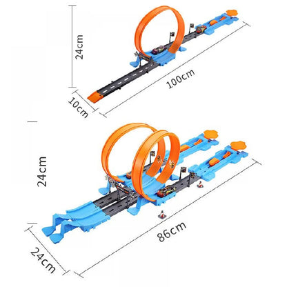 Voiture à double vitesse pour cascades, modèle de jouets pour enfants, piste de course, kits de rails assemblés à faire soi-même, jouet éducatif interactif pour garçons