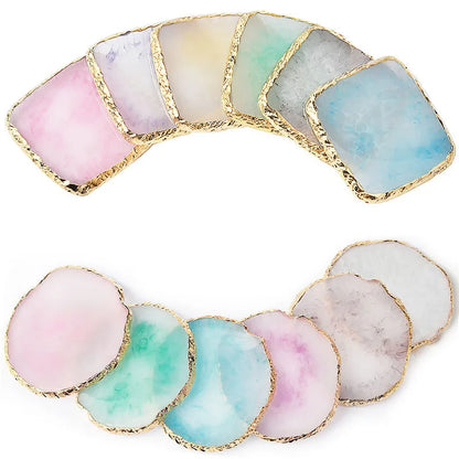 Palette ronde en résine d'agate et pierre d'agate pour faux ongles, mélange de couleurs, dessin, présentoir de vernis Gel, outil de manucure, 1 pièce