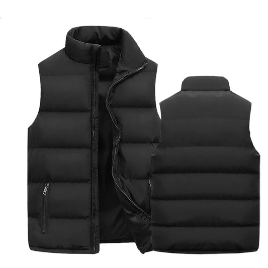 Gilet sans manches pour homme, veste chaude, imperméable, fermeture éclair, automne, col montant, gilet décontracté